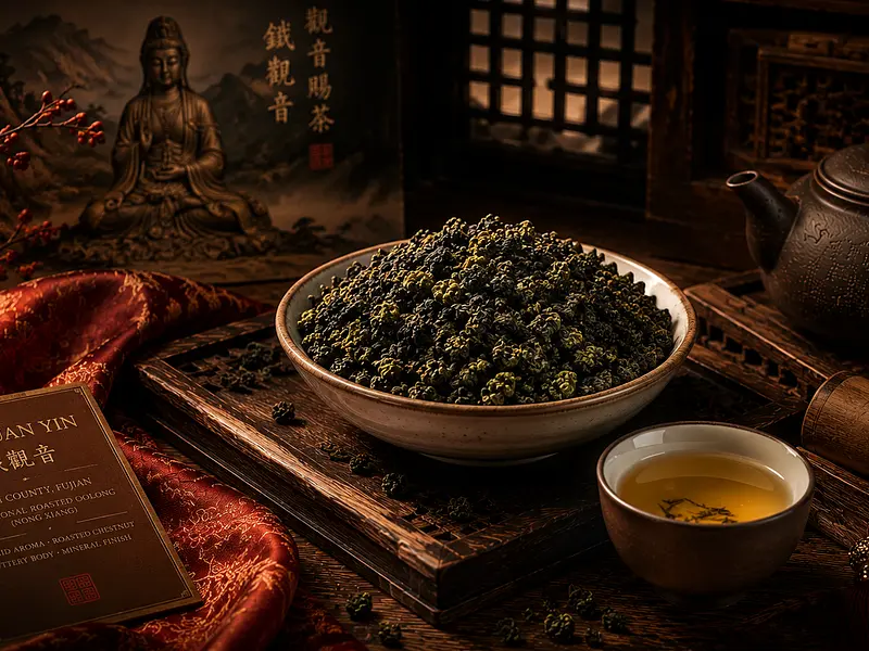 Tie Guan Yin — Diosa de Hierro de la Misericordia de Anxi, Fujian — péle...