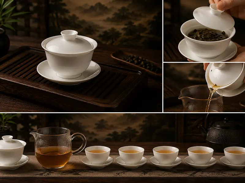Gaiwan — El cuenco tapado de tres piezas — el recipiente de infusi...