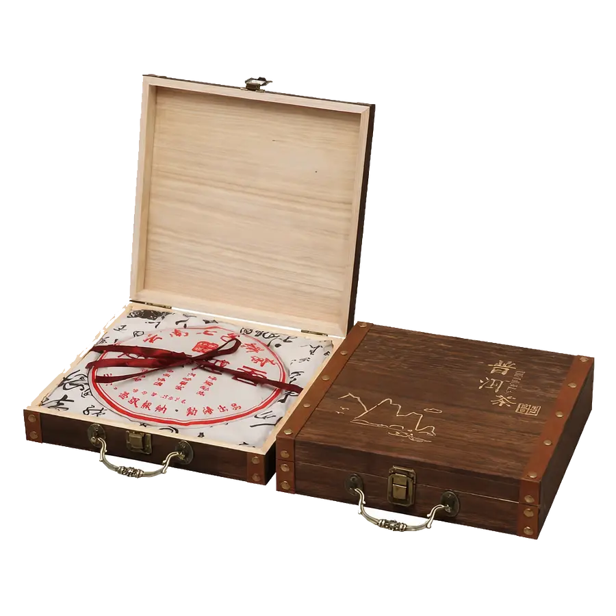 Coffret à thé cadeau en bois laqué (style mallette)