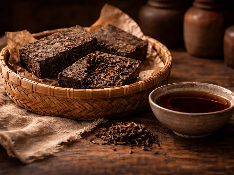 Chá escuro (heicha) — Chás escuros pós-fermentados para além do pu-erh de Yunnan.